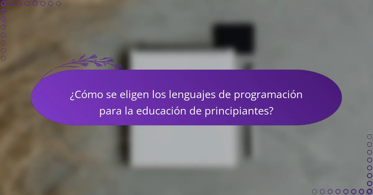 ¿Cómo se eligen los lenguajes de programación para la educación de principiantes?
