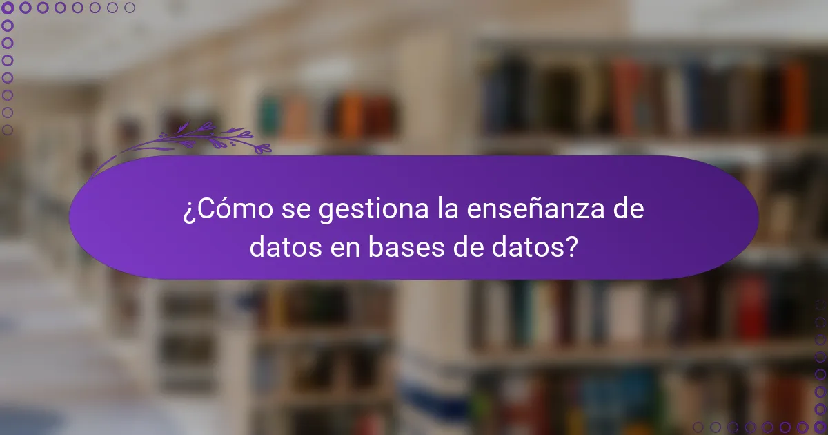 ¿Cómo se gestiona la enseñanza de datos en bases de datos?