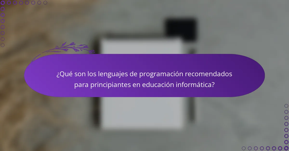 ¿Qué son los lenguajes de programación recomendados para principiantes en educación informática?